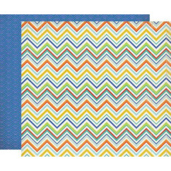 Oboustranný Papír Na Scrapbook Echo Park (1ks) Summer Chevron Echo Park Paper Co., 30 x 30 Ornamenty Papíry Listy Potiskem