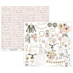 Oboustranný Papír Na Scrapbook Mintay Marry Me! (1ks) Mrm-09 Mintay By Karola 30 x 30 Svatba Papíry Listy Potiskem Scrapbooking