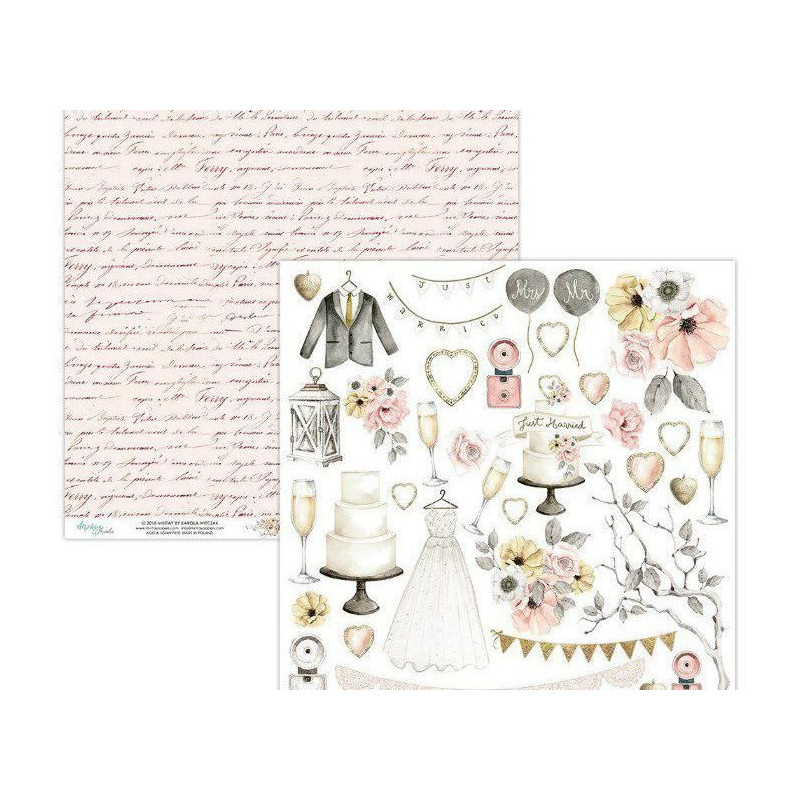 Oboustranný Papír Na Scrapbook Mintay Marry Me! (1ks) Mrm-09 Mintay By Karola 30 x 30 Svatba Papíry Listy Potiskem Scrapbooking