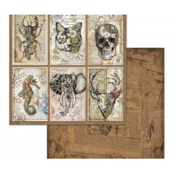 Oboustranný Papír Na Scrapbook Steampunk Zvířata Stamperia 30 x 30 Vintage Papíry Listy Potiskem Scrapbooking