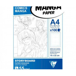 Papíry Na Ilustraci Manga Bílé S Děleným Rámečkem (55g/m2 100 Ks) A4 Storyboard Clairefontaine Komiks Kresba - Suché Techniky