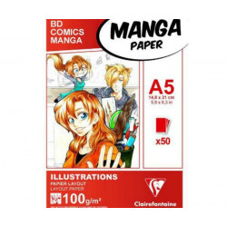 Papíry Na Ilustraci Manga Bílé Bez Rámečků (100g/m2 50ks) A5 Clairefontaine Komiks Kresba - Suché Techniky Skicáky Výtvarné