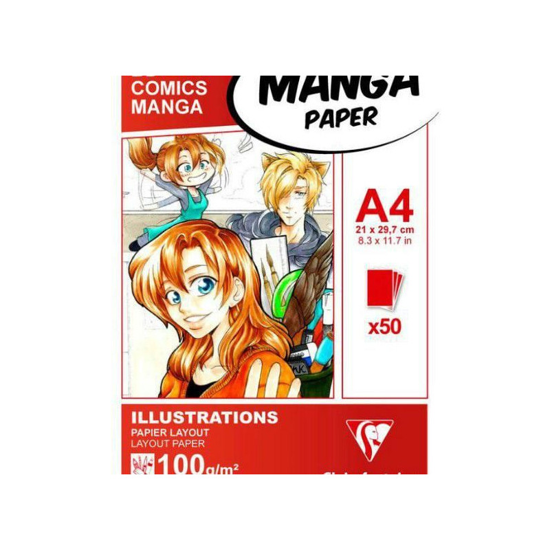 Papíry Na Ilustraci Manga Bílé Bez Rámečků (100g/m2 50 Ks) A4 Clairefontaine Komiks Kresba - Suché Techniky Skicáky Výtvarné