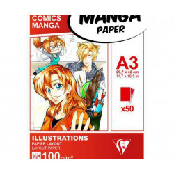 Papíry Na Ilustraci Manga Bílé Bez Rámečků (100g/m2 50 Ks) A3 Clairefontaine Komiks Kresba - Suché Techniky Skicáky Výtvarné