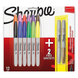 Permanentní Popisovače Sharpie Fine Sada Základní + Sada Metalická (12ks+ 2ks), Sharpie Fixy Výtvarné Potřeby