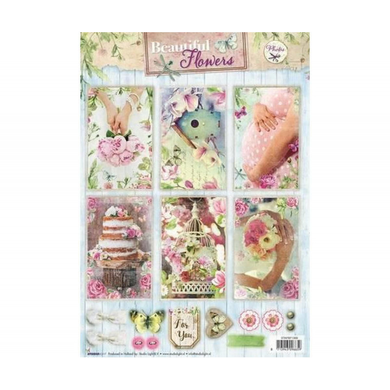 Papírové Výseky A4 Beautiful Flowers Č.1369 Studio Light Papíry Obrázky Potiskem Scrapbooking