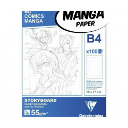 Papíry Na Ilustraci Manga Bílé S Rámečkem (55g/m2 100 Ks) B4 Storyboard Clairefontaine Komiks Kresba - Suché Techniky Skicáky