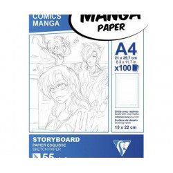 Papíry Na Ilustraci Manga Bílé S Rámečkem (55g/m2 100 Ks) A4 Stoaryboard Clairefontaine Komiks Kresba - Suché Techniky Skicáky