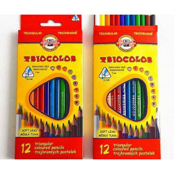 Pastelky Triocolor Trojhranné (12ks) Tenké, Koh-i-noor Hardtmuth Barvy Kreativita Škola