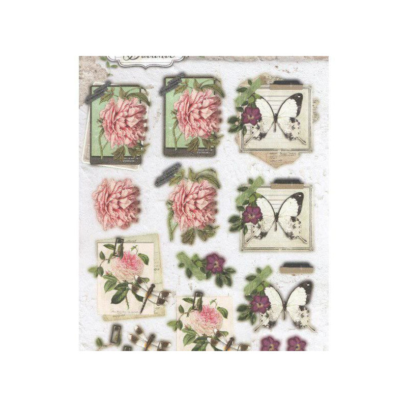 Papírové Výseky A4 Romantic Botanic Č.590 Studio Light Dekorační Výřezy Papíry Potiskem Scrapbooking