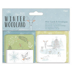 Přání A Obálky Winter Woodland (10ks) - Zeleno Modré Se Vzory Docrafts Čtvercové, Blahopřání, Scrapbooking Papír