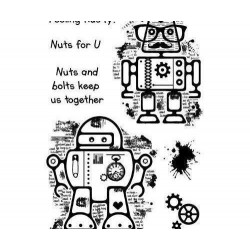 Roboti - Silikonová Gelová Razítka (7ks), Woodware Scrapbooking Papír