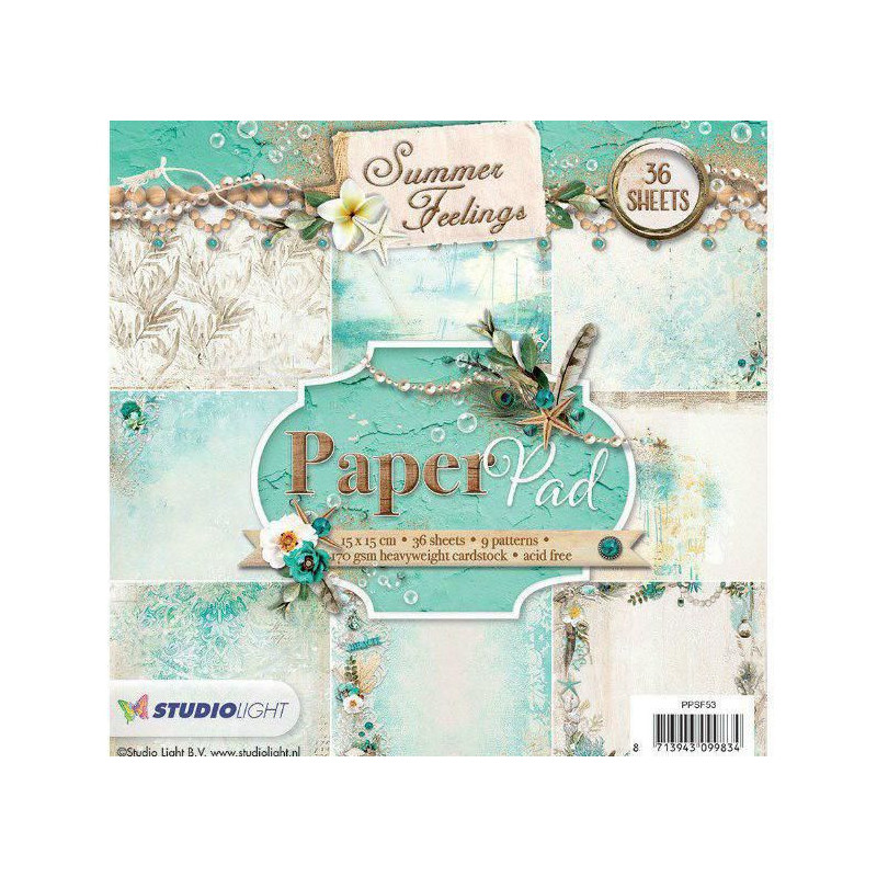 Sada Papírů 15x15cm (36ks) Č.53 Summer Feelings Studio Light Papíry Potiskem Scrapbooking