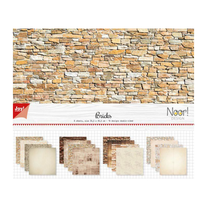 Sada Oboustranných Papírů 30x30cm Bricks (8ks), Joy Crafts Papíry Sady Potiskem Scrapbooking