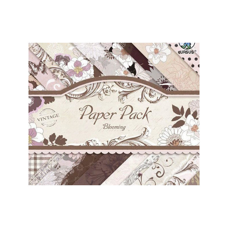 Sada Jednostranných Papírů 20x20cm Blooming Ursus Papíry Potiskem Scrapbooking