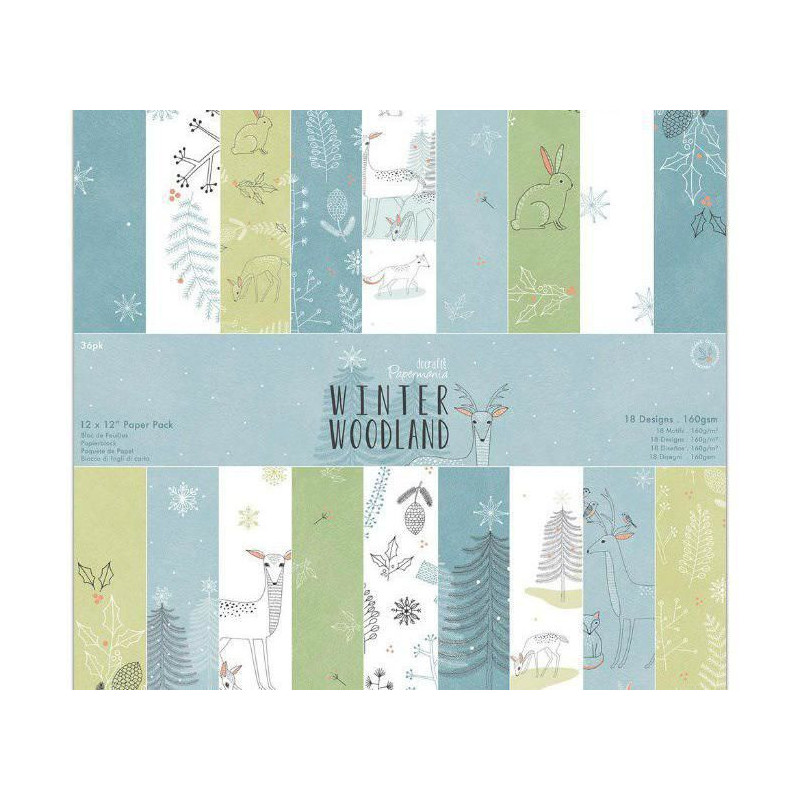 Sada Jednostranných Papírů 30x30cm (36ks) - Winter Woodland Docrafts Papíry Sady Potiskem Scrapbooking