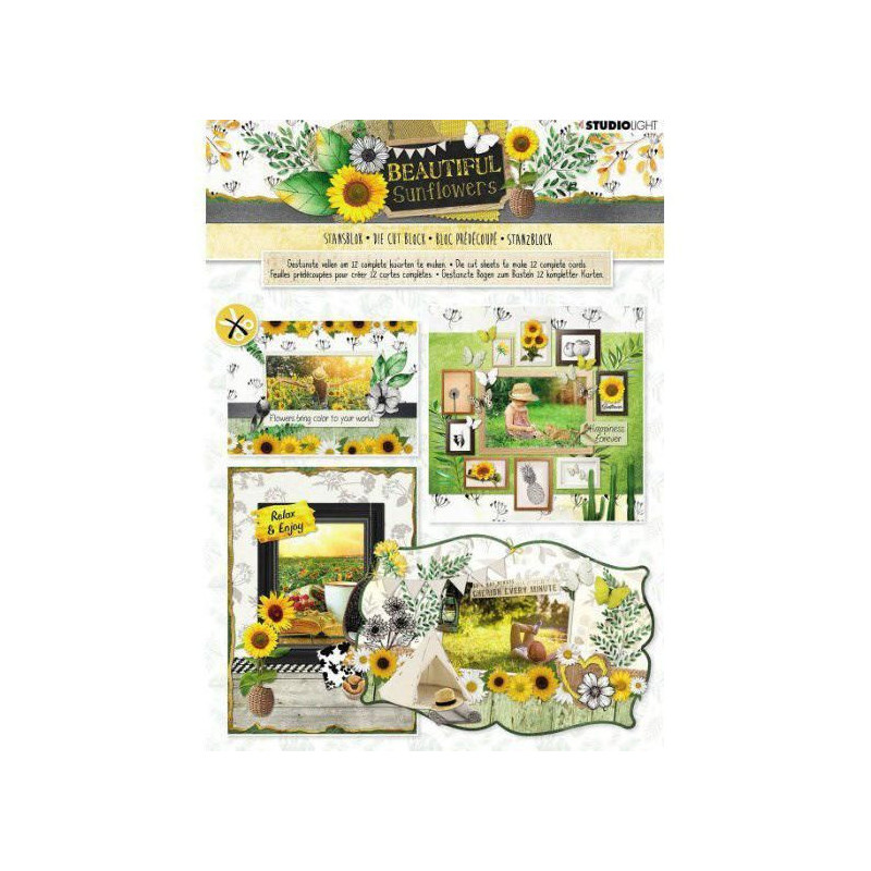 Sada Papírových Výseků V Bloku Beautiful Sunflowers A4 Studio Light Papíry Obrázky Potiskem Scrapbooking