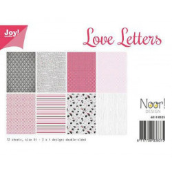 Sada Oboustranných Papírů A4 Love Letters (12ks), Joy Crafts Papíry Sadě, Potiskem Scrapbooking