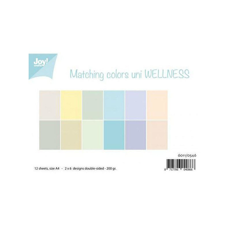 Sada Oboustranných Papírů A4 Matchingcolors Uni Wellness (12ks), Joy Crafts Papíry Sady Jednobarevné, Scrapbooking