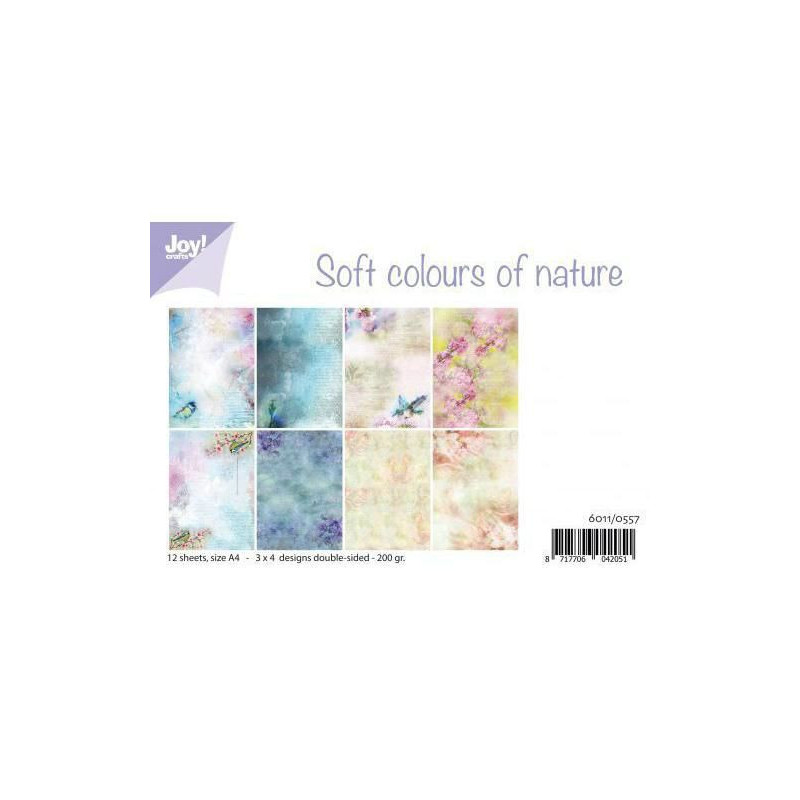 Sada Oboustranných Papírů A4 Soft Colours Of Nature 21x30cm (12ks), Joy Crafts Papíry V Sadě, Potiskem Scrapbooking