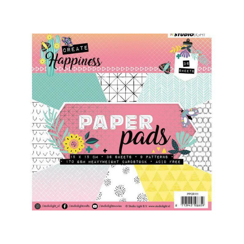 Sada Papírů 15x15cm (36ks) Č.111 Create Happiness Studio Light Papíry Potiskem Scrapbooking