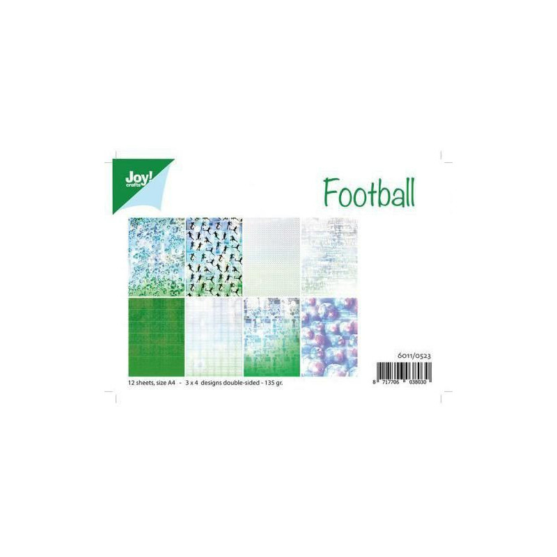 Sada Papírů A4 Football (12ks), Joy Crafts Papíry V Sadě, Potiskem Scrapbooking