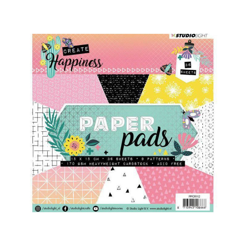 Sada Papírů 15x15cm (36ks) Č.112 Create Happiness Studio Light Papíry Potiskem Scrapbooking