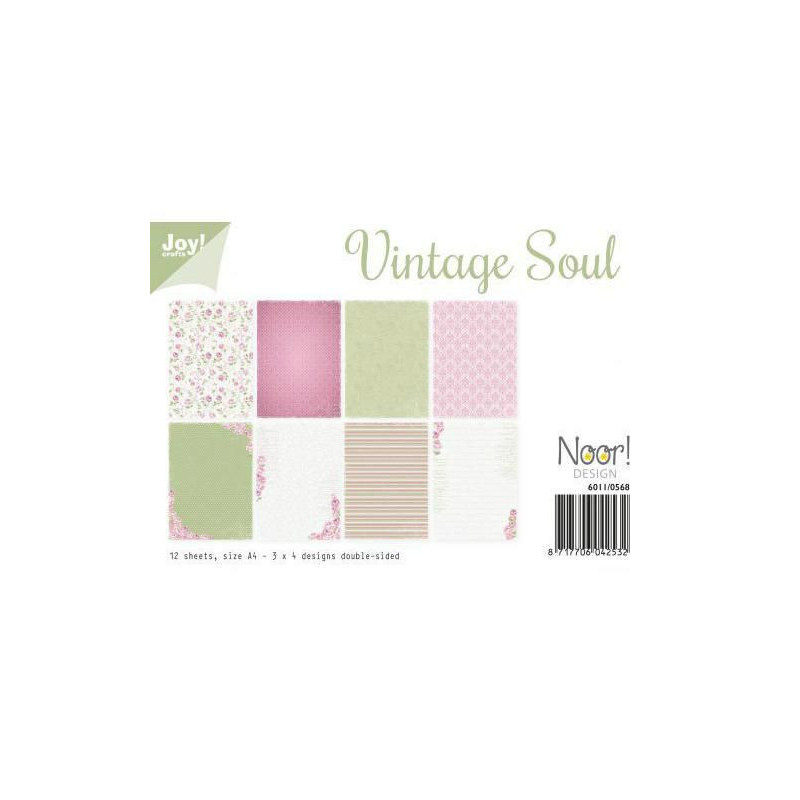 Sada Papírů A4 Vintage Soul (12ks), Joy Crafts Papíry Sadě, Potiskem Scrapbooking