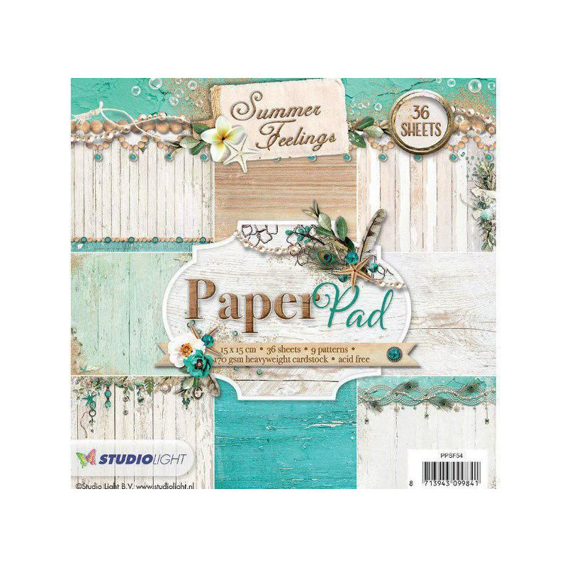 Sada Papírů 15x15cm (36ks) Č.54 Summer Feelings Studio Light Papíry Potiskem Scrapbooking