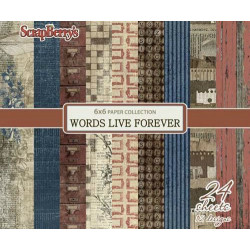 Sada Papírů (24ks) 190g/m2 - Words Live Forever Scrapberrys Papíry 15 x 15 Cm Potiskem Scrapbooking