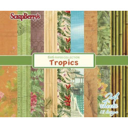 Sada Papírů (24ks) 190g/m2 - Tropics Scrapberrys Papíry 15 x 15 Cm Potiskem Scrapbooking