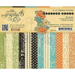 Sada Oboustranných Papírů 15x15 Cm (36ks) Artisan Style Graphic 45 Papíry Potiskem Scrapbooking