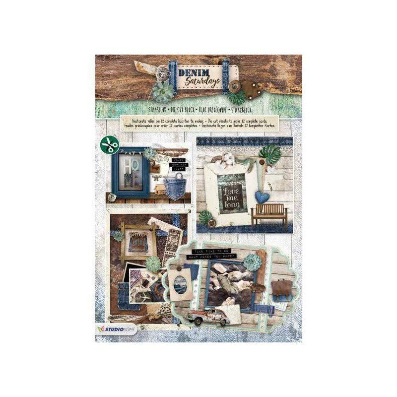 Sada Papírových Výseků V Bloku 3d Denim Saturdays A4 Studio Light Papíry Obrázky Potiskem Scrapbooking