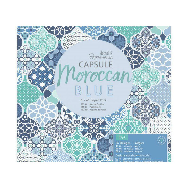 Sada Jednostranných Papírů 15x15cm (32ks) - Moroccan Blue Docrafts Papíry Potiskem Scrapbooking