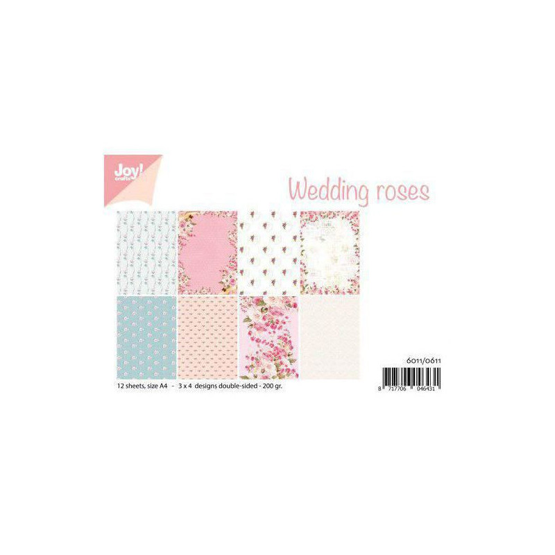 Sada Oboustranných Papírů A4 Wedding Roses A4 (12ks), Joy Crafts Papíry V Sadě, Potiskem Scrapbooking