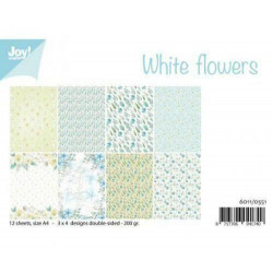 Sada Papírů A4 White Flowers (12ks), Joy Crafts Papíry V Sadě, Potiskem Scrapbooking