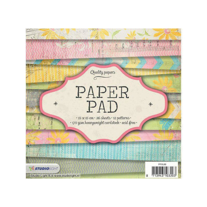 Sada Papírů 15x15cm (36ks) Č.68 Studio Light Papíry Potiskem Scrapbooking