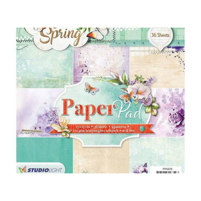 Sada Papírů 15x15cm (36ks) Č.76 So Spring Studio Light Papíry Potiskem Scrapbooking