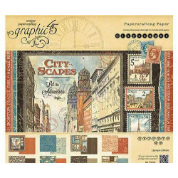 Sada Oboustranných Papírů 20x20 Cm (24ks) Cityscapes Graphic 45 Papíry Potiskem Scrapbooking