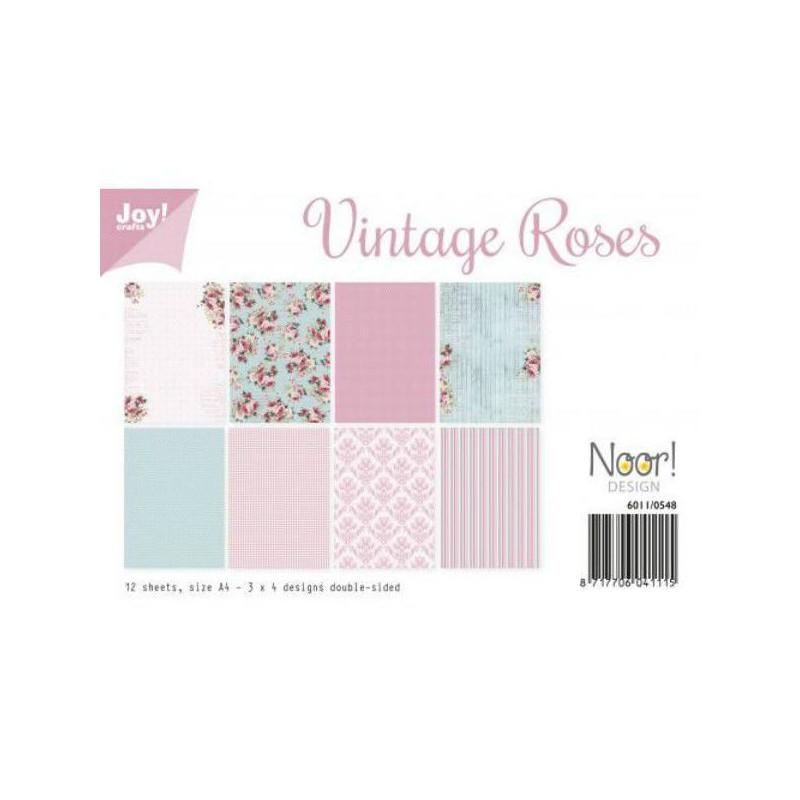 Sada Oboustranných Papírů A4 Vintage Roses (12ks), Joy Crafts Papíry Sadě, Potiskem Scrapbooking