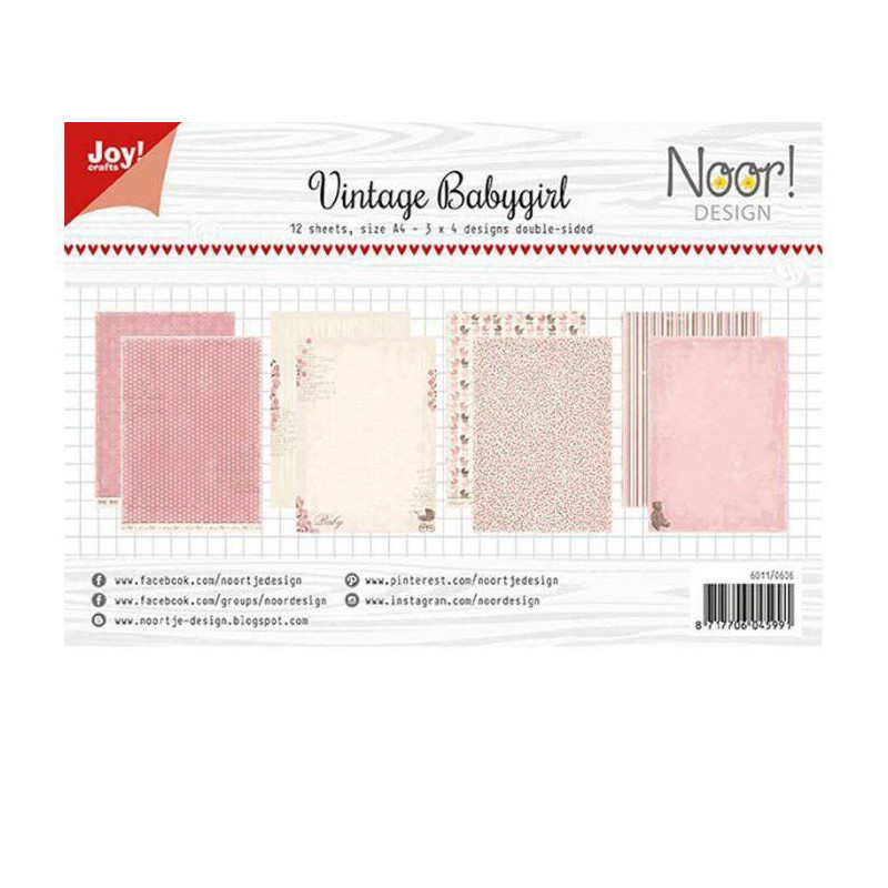 Sada Oboustranných Papírů A4 Vintage Babygirl Joy Crafts Papíry Sadě, Potiskem Scrapbooking