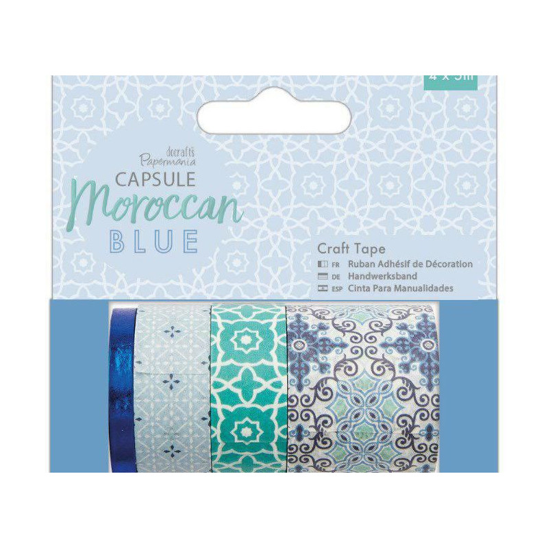 Samolepicí Papírová Washi Páska Sada - Modro Zelené (4ks) - Moroccan Blue Docrafts Papírové Pásky Scrapbooking