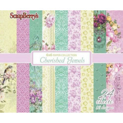 Sada Papírů (24ks) 190g/m2 - Cherished Jewels Scrapberrys Papíry 15 x 15 Cm Potiskem Scrapbooking