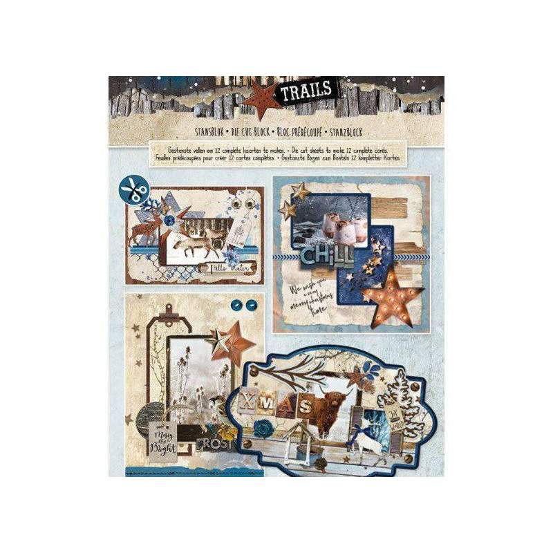 Sada Papírových Výseků V Bloku Winter Trails A4 Studio Light Papíry Obrázky Potiskem Scrapbooking