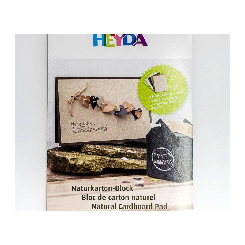 Sada A3 Barevných Kartonových Papírů Kraft 90g/m2 A 220g/m2 (20ks), Heyda Papíry Speciální, Scrapbooking