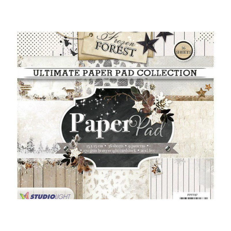 Sada Papírů 15x15cm (36ks) Č.87 Frozen Forest Studio Light Papíry Potiskem Scrapbooking