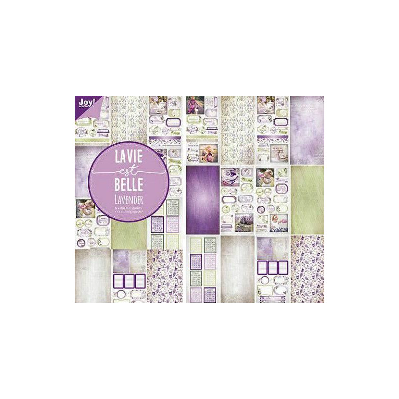 Sada Jednostranných Papírů A Výřezů - Lavender Joy Crafts Papíry 15 x 30 Cm Potiskem Scrapbooking