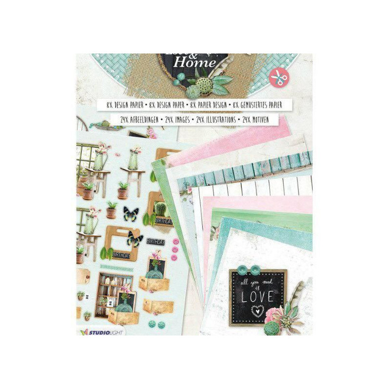 Sada Papírů A Papírových Výřezů V Bloku Love & Home A4 Studio Light Papíry Sadě, Potiskem Scrapbooking