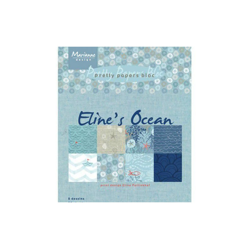 Sada Papírů A5 Eline's Ocean (32ks), Marianne Design Papíry Potiskem Scrapbooking