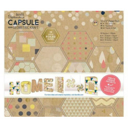 Sada Papírů 30x30cm Capsule - Geometric Kraft 160g/m2 (36ks), Docrafts Kartonový, Papíry Speciální, Scrapbooking